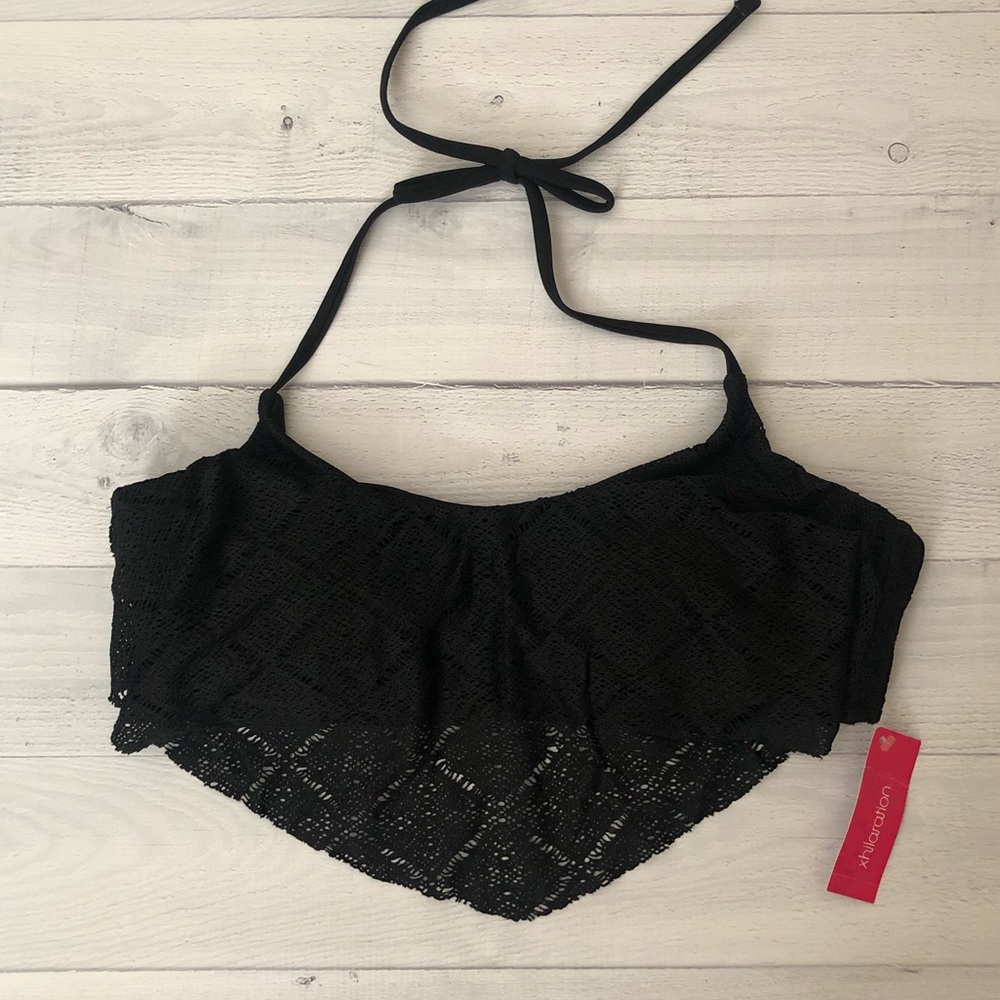 Black Crochet Bathing Suit Top NWT